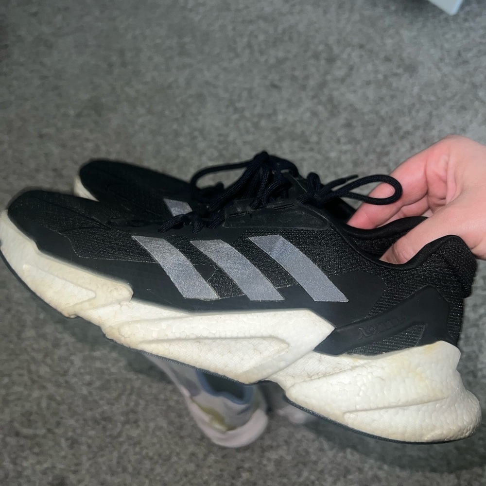 Adidas Black and White Athletic Shoes with Cushioned Sole